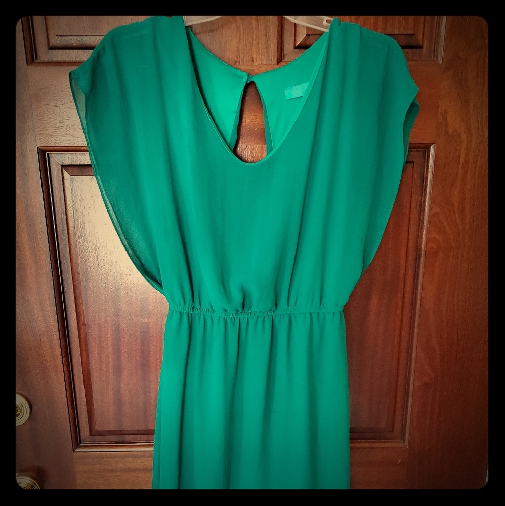 Green chiffon mini dress